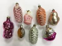Набор ёлочных игрушек, СССР, стекло, 8 шт. (сост. на фото)