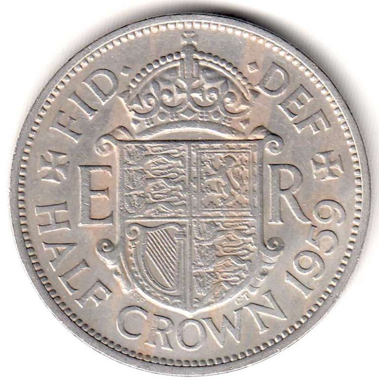 () Монета Великобритания 1959 год 1/2 кроны &quot;Елизавета II&quot;  Медь-Никель  UNC
