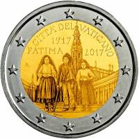 (17) Монета Ватикан 2017 год 2 евро "100-летие явления Девы Марии в Фатиме"   UNC