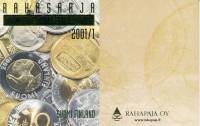 (2001, 5 монет, жетон) Набор монет Финляндия 2001 год "Последние финские марки"   Буклет
