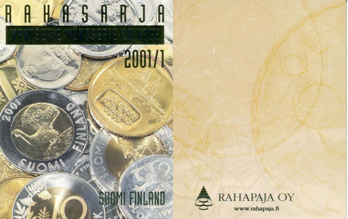 (2001, 5 монет, жетон) Набор монет Финляндия 2001 год &quot;Последние финские марки&quot;   Буклет