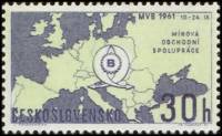 (1961-043) Марка Чехословакия "Карта Европы" ,  III Θ