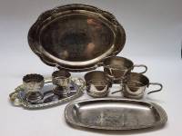 Мельхиоровый сервиз посуда металл Подносы Подстаканники для кофейных чашек 8 предметов