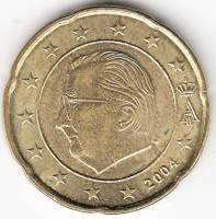 (2004) Монета Бельгия 2004 год 20 центов  1 тип. Альберт II Северное золото  UNC
