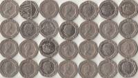 Монеты 20 пенсов Англия 28 шт (сост. на фото)