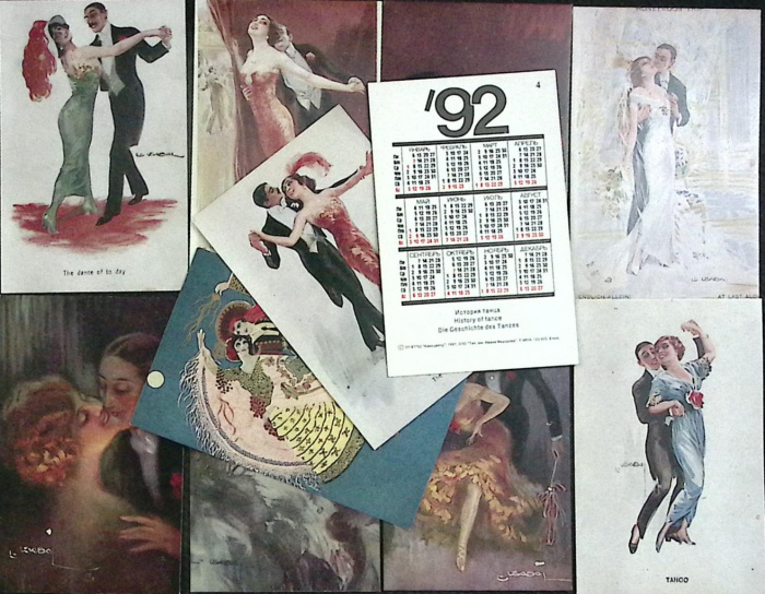 Набор календарей, 11 шт., &quot;История танца&quot;, 1992 г.