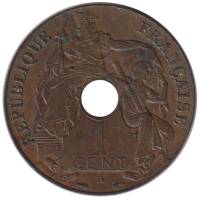 Монета Французский Индокитай 1937 год 1 цент, XF