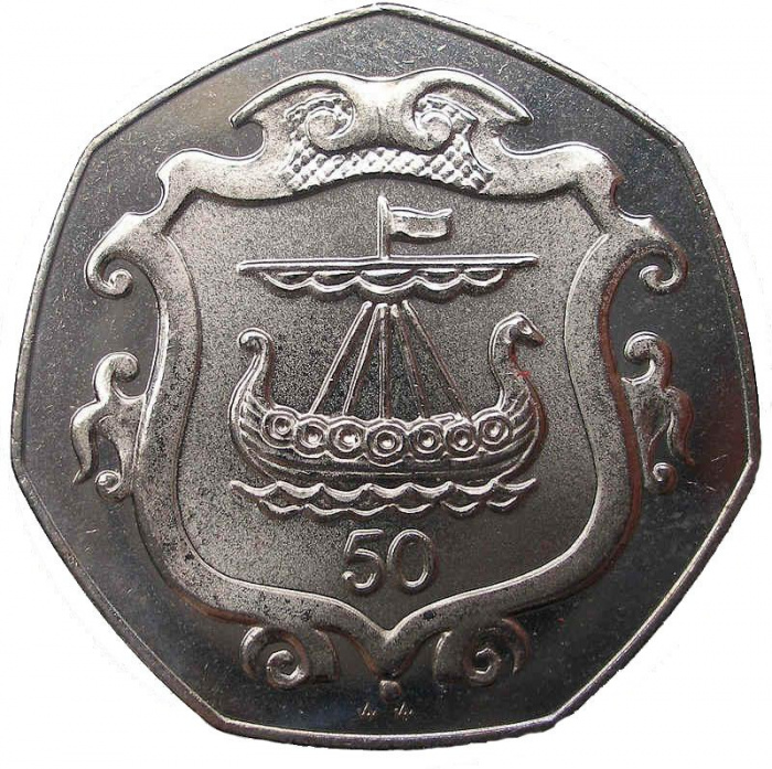 () Монета Остров Мэн 1985 год 50 пенсов &quot;&quot;  Медь-Никель  UNC