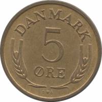 (№1972km848.2) Монета Дания 1972 год 5 Oslash;re (С сердца)