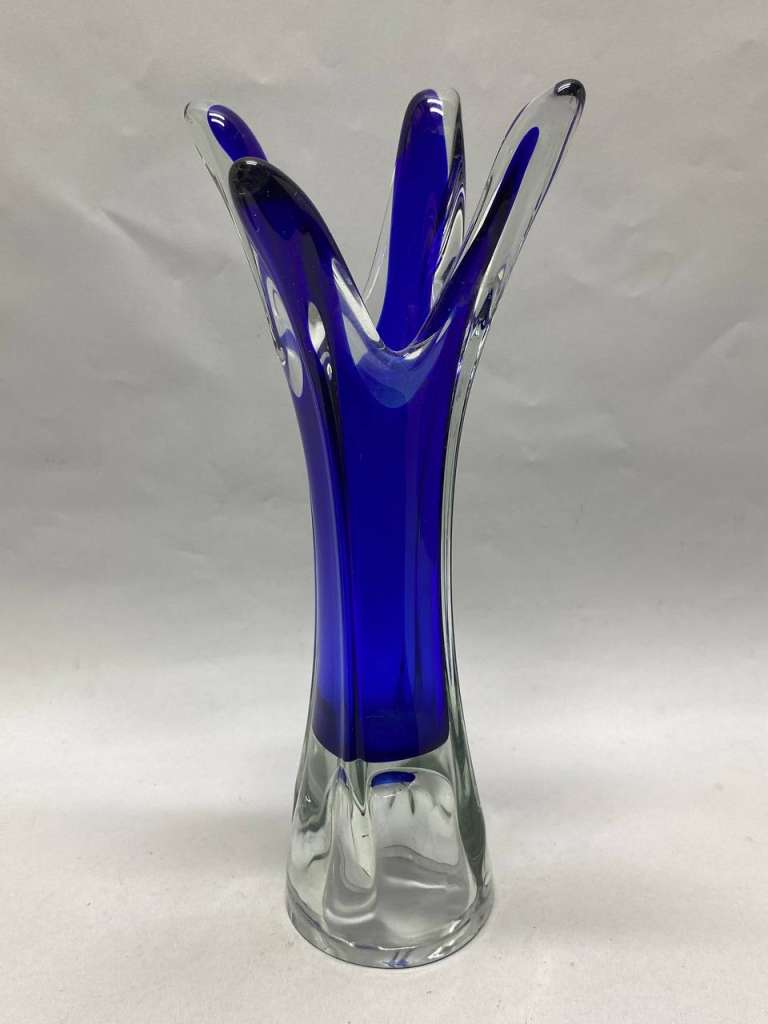 Ваза цветное стекло, гутная техника, СССР