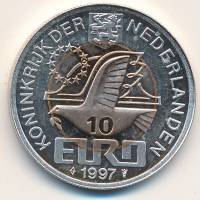 (№1997) Монета Нидерланды 1997 год 10 Ecu amp;"Euroamp;" (Йохан Ван Oldenbarnevelt)