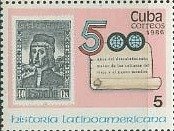 (1986-070) Марка Куба "Марка Испании 525"    История Латинской Америки III Θ