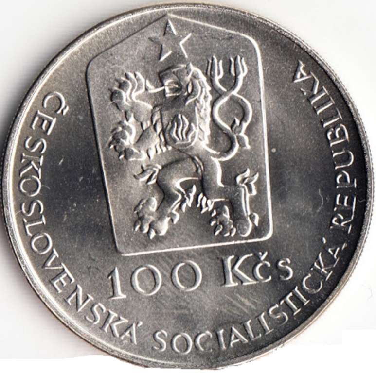 (1990) Монета Чехословакия 1990 год 100 крон &quot;Ян Купецкий. 250 лет со дня смерти&quot;  Серебро Ag 500  U