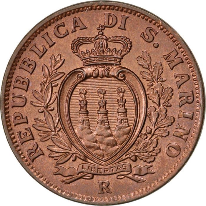 (1937) Монета Сан-Марино 1937 год 10 сентесимо   Медь Медь  UNC
