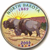 (039d) Монета США 2006 год 25 центов "Северная Дакота"  Вариант №1 Медь-Никель  COLOR. Цветная