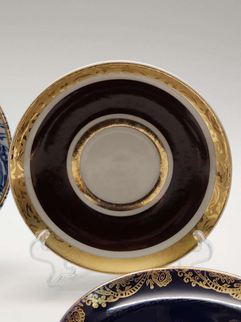 Блюдца чайные 5 штук ЛФЗ кобальт позолота