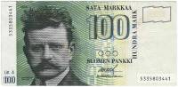 (1986 Litt A) Банкнота Финляндия 1986 год 100 марок "Ян Сибелиус" Ollila - Heinonen  VF