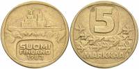 (1983) Монета Финляндия 1983 год 5 марок "Ледокол Урхо" Латунь  XF
