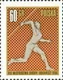(1966-031) Марка Польша "Метание копья"   Чемпионат Европы по легкой атлетике I Θ