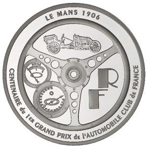 (2006) Монета Франция 2006 год 1 1/2 евро &quot;Первый гран-при Франции. 100 лет&quot;  Серебро Ag 900 Серебро