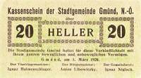 (№1920) Банкнота Австрия 1920 год "20 Heller"