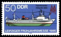 (1986-014) Марка Германия (ГДР) "Траулер "Атлантик 488""    Ярмарка, Лейпциг II Θ