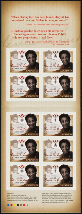 Лист марок Канада 2011 год &quot;Лучшие панели буклет Кэрри&quot;, Гашеный