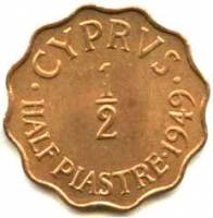 (№1949km29) Монета Кипр 1949 год frac12; Piastre (frac12)