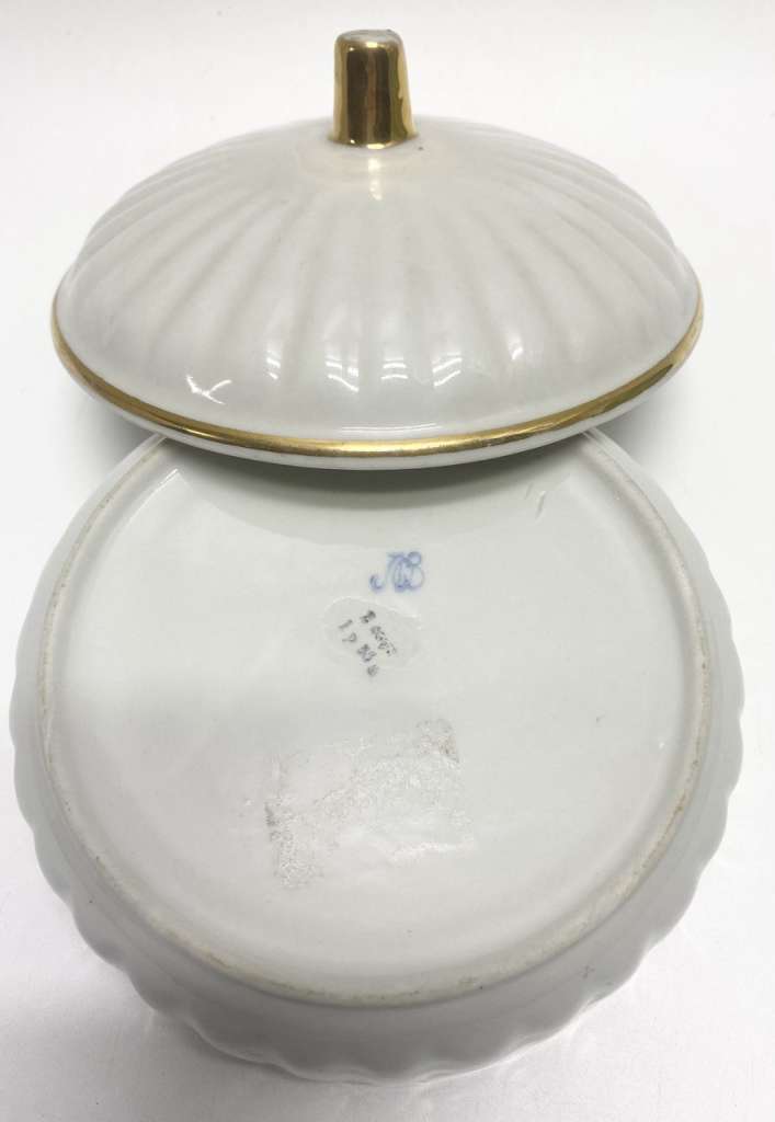 Сахарница белая позолота с крышкой ЛФЗ