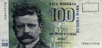 (1986 Litt A) Банкнота Финляндия 1986 год 100 марок "Ян Сибелиус" Ollila - Heinonen  UNC