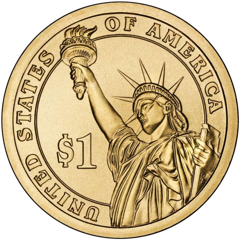 (14p) Монета США 2010 год 1 доллар &quot;Франклин Пирс&quot; 2010 год Латунь  UNC