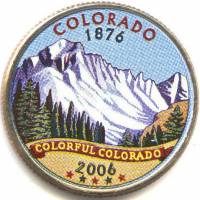 (038d) Монета США 2006 год 25 центов "Колорадо"  Вариант №1 Медь-Никель  COLOR. Цветная