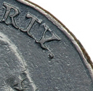 (1793, AMERICA, LIBERTY с точкой) Монета США 1793 год 1 цент  1. Аверс цепь Медь  VF