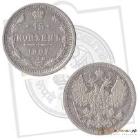 (1907, СПБ ЭБ) Монета Россия-Финдяндия 1907 год 15 копеек  Орел B, гурт рубчатый, Ag 500, 2,7 г Сере