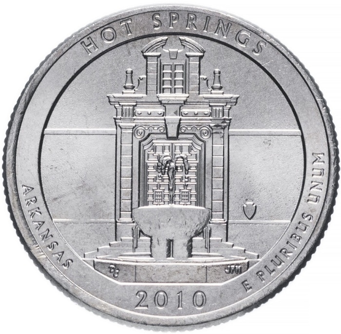001p Монета США 2010 год 25 центов Хот-Спрингс  Медь-Никель  UNC