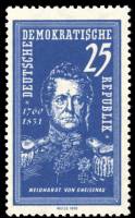 (1960-049) Марка Германия (ГДР) "Фон Гнейзенау"  синяя  200 лет рождения II Θ