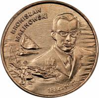 (049) Монета Польша 2002 год 2 злотых "Б.К. Малиновский"  Латунь  UNC