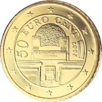 (2002) Монета Австрия 2002 год 50 центов  1. Старая карта ЕС Северное золото  UNC