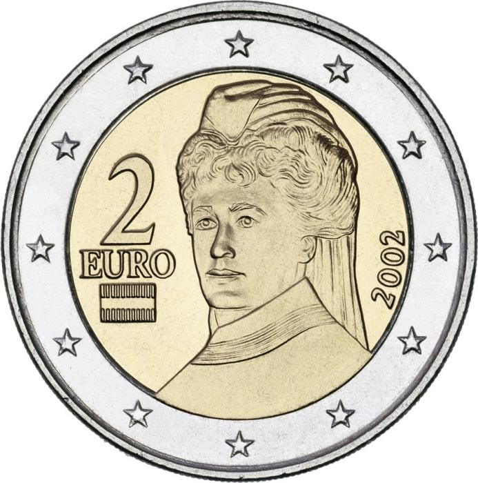 (2002) Монета Австрия 2002 год 2 евро  1. Старая карта ЕС Биметалл  VF