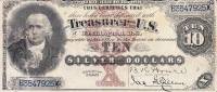 (№1880P-315a) Банкнота США 1880 год "10 Silver Dollars"