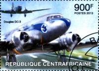 (№2013-4077) Марка Центрально-Африканская Республика 2013 год "Дуглас dc3", Гашеная