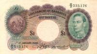 (№1949P-2c) Банкнота Барбадос 1949 год "1 Dollar"