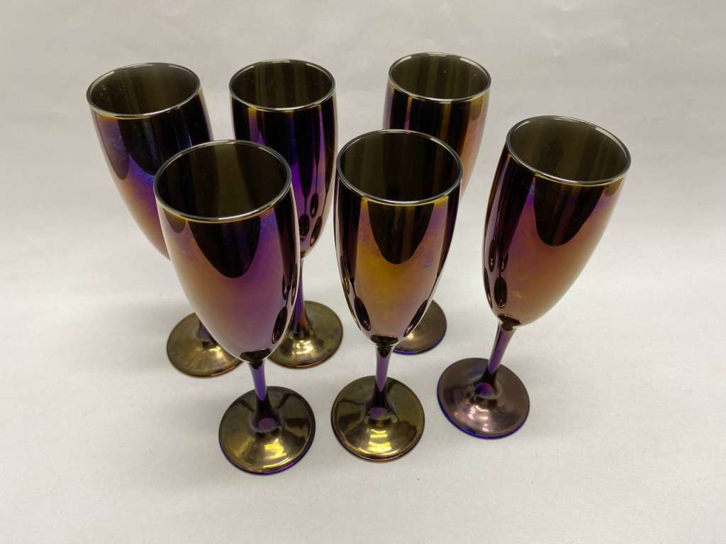 Фужеры для шампанского цветное стекло 6 шт