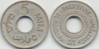 1939 Монета Палестина 5 милс  Медь-Никель  XF