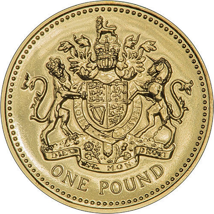 (1983) Монета Великобритания 1983 год 1 фунт &quot;Герб &quot;  Латунь  Буклет