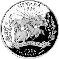 (036s, Ag) Монета США 2006 год 25 центов "Невада"  Серебро Ag 900  PROOF