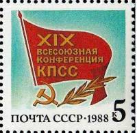 (1988-053) Марка СССР "Эмблема"   XIX Всесоюзная конференция КПСС III Θ