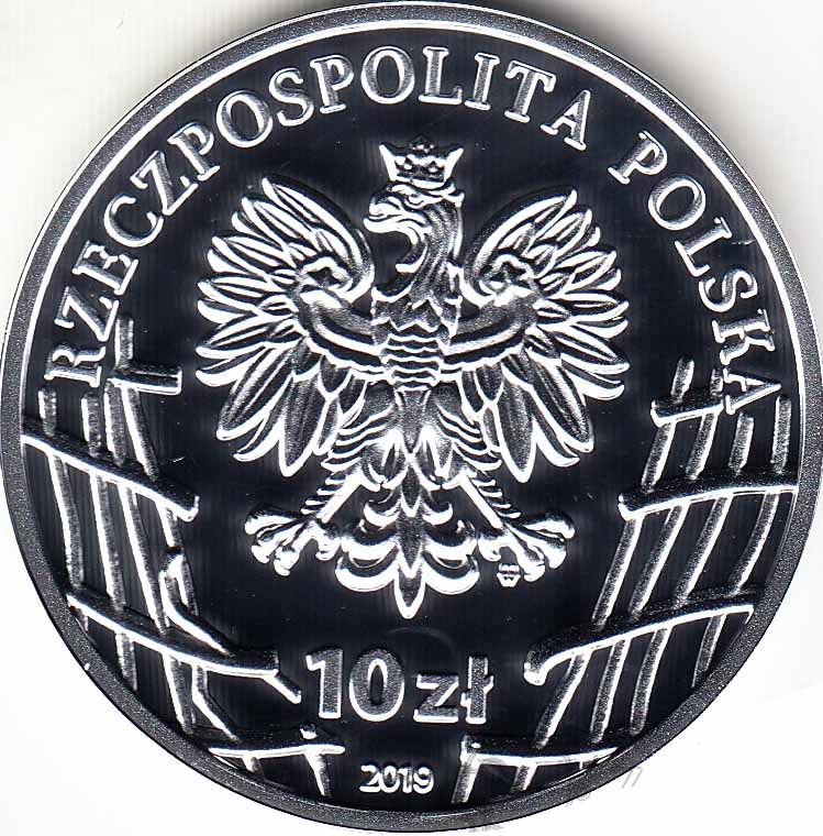 2019 Монета Польша 2019 год 10 злотых Станислав Кашница  Цветная Серебро Ag 925  PROOF коробка