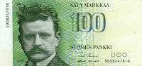 (1986) Банкнота Финляндия 1986 год 100 марок "Ян Сибелиус" Uusivirta - Puntila  UNC