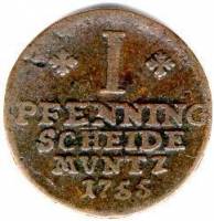 (№1729km204.1) Монета Германия (Германская Империя) 1729 год 1 Pfennig